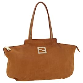 Fendi-FENDI Tote Bag Leather Brown Auth hk725-Brown