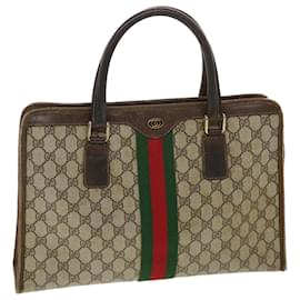 Autre Marque-GUCCI GG Canvas Web Sherry Line Hand Bag Beige Red Green 010378 auth 39975-Brown
