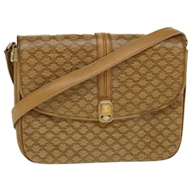 Céline-CELINE Macadam Canvas Shoulder Bag PVC Leather Beige Auth 39942-Brown