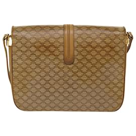 Céline-CELINE Macadam Canvas Shoulder Bag PVC Leather Beige Auth 39942-Brown