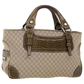 Céline-Bolsa de dança de lona macadame CELINE Bolsa de mão bege WC-ST-0068 Autenticação5785-Marrom