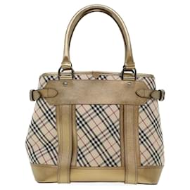 Burberry-BURBERRY Nova Check Hand Bag Nylon Beige Auth yk7081b-Brown