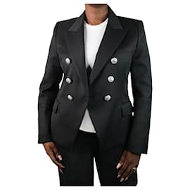 Balmain-Black padded-shoulders double-breasted blazer - size UK 18-Black