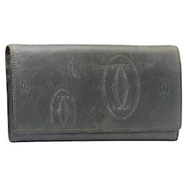 Cartier-Cartier Leather Happy Birthday Continental Wallet Leather Long Wallet in Fair condition-Blue