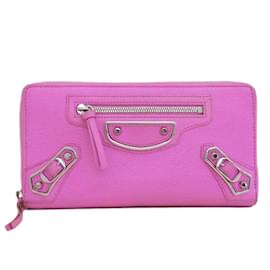 Balenciaga-Balenciaga Neo Classic Bifold Wallet  Leather Long Wallet 390187.0 in Good condition-Pink