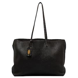 Fendi-Fendi Leather Selleria Stitch Shoulder Tote Bag Brown in Very Good Condition-Brown