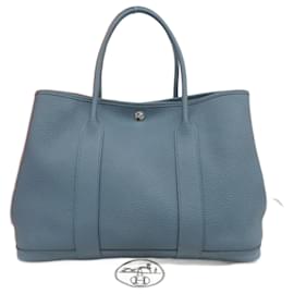 Hermès-Hermes Garden Party PM  Leather Tote Bag in Excellent condition-Blue