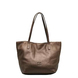 Loewe-Anagram Leather Tote Bag-Brown