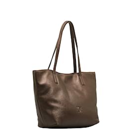 Loewe-Anagram Leather Tote Bag-Brown