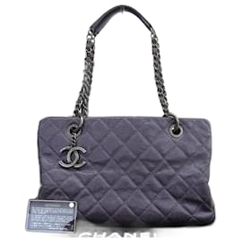 Chanel-Chanel CC Quilted Caviar Chain Tote Bag Leather Tote Bag 16/A67413 Y07811 in Good condition-Purple