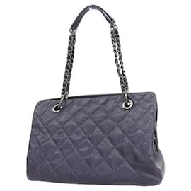 Chanel-Chanel CC Quilted Caviar Chain Tote Bag Leather Tote Bag 16/A67413 Y07811 in Good condition-Purple