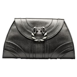 Bulgari-Bvlgari Leather Leoni Clutch Bag Leather Clutch Bag in Good condition-Grey