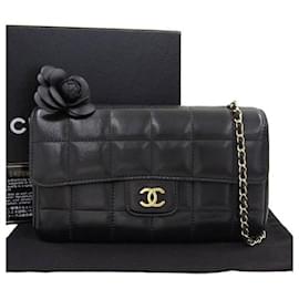Chanel-Chanel Camellia Choco Bar Chain Bag Sac à bandoulière en cuir 14/UNE16780 In excellent condition-Noir