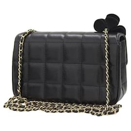 Chanel-Chanel Camellia Choco Bar Chain Bag Sac à bandoulière en cuir 14/UNE16780 In excellent condition-Noir
