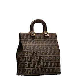 Fendi-Zucca Canvas Handbag 26345-Brown