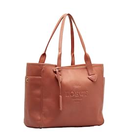 Loewe-Leather Heritage Tote Bag-Pink
