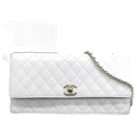 Chanel-Bolso de hombro con solapa CC Matelasse  15-Blanco