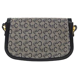 Céline-CELINE C Macadam Canvas Horse Carriage Shoulder Bag Navy Auth 39948-Blue