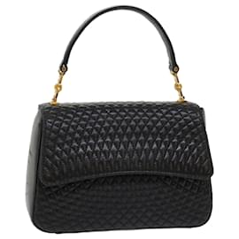Bally-BALLY Quilted Hand Bag Leather Black Auth yk7542b-Black