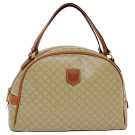 Céline-CELINE Macadam Canvas Hand Bag PVC Leather Beige Auth 38694-Brown