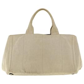 Prada-PRADA Flower Canapa GM Tote Bag Canvas Beige Auth bs5206-Brown