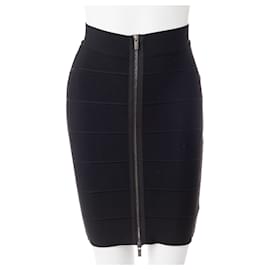 Bcbg Max Azria-6 Tier Bondage Skirt with Zip Detail-Black