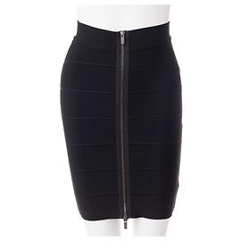 Bcbg Max Azria 6 Saia Tier Bondage com detalhe de zíper Preto