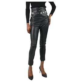 Autre Marque-Black leather stud-buttoned trousers - size FR 36-Black