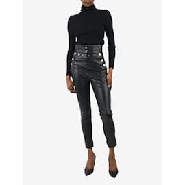 Autre Marque-Black leather stud-buttoned trousers - size FR 36-Black