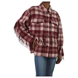 Isabel Marant Etoile-Sobrecamisa de cuadros burdeos con flecos - talla FR 34-Burdeos