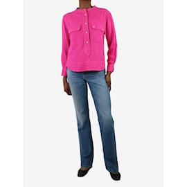 Isabel Marant-Camisa rosa con bolsillo de bouclé - talla UK 8-Rosa