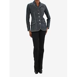 Hermès-Veste en jean bleue à surpiqûres contrastées - taille FR 34-Bleu