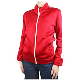 Burberry-Rote Jacke mit Stehkragen und Reißverschluss – Größe XS-Rot