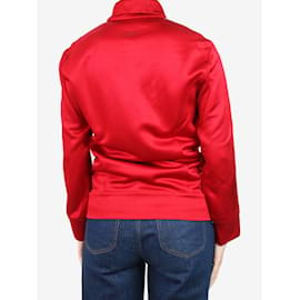 Burberry-Rote Jacke mit Stehkragen und Reißverschluss – Größe XS-Rot