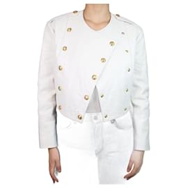 Céline-White lined-breasted cropped jacket - size FR 34-White
