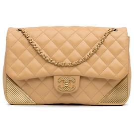 Chanel-Chanel Yellow Medium Classic Lambskin Metal Edge Shoulder Bag-Yellow