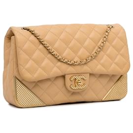 Chanel-Chanel Yellow Medium Classic Lambskin Metal Edge Shoulder Bag-Yellow