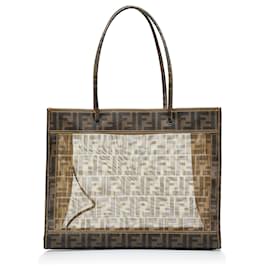 Fendi-Fendi Brown Zucca Mesh Tote-Brown