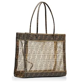 Fendi-Fendi Brown Zucca Mesh Tote-Brown