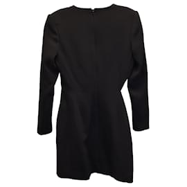 Autre Marque-David Koma Crystal Bra Asymmetric Mini Dress in Black Linen-Black