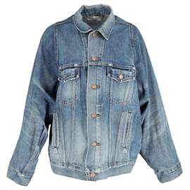 Balenciaga-Balenciaga Bell Sleeve Denim Jacket in Blue Cotton-Blue