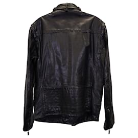 Kenzo-Kenzo Zip Front Moto Jacket in Black Calfskin Leather-Black