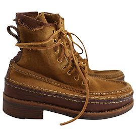 Botas Visvim Grizzly Hi-Folk em camurça de couro de bezerro marrom Marrom