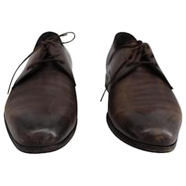 Lanvin-Lanvin Lace-Up Oxfords in Brown Calfskin Leather-Brown