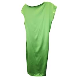 Alexander Mcqueen-Alexander McQueen Asymmetric Knee-Length Dress in Green Silk-Green