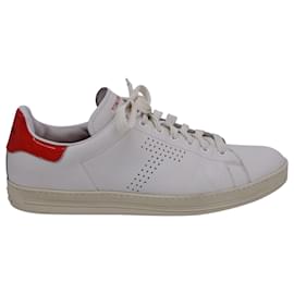 Tom Ford-Tom Ford Warwick Perforated Sneakers in White Leather-White,Cream