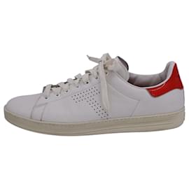 Tom Ford-Tom Ford Warwick Perforated Sneakers in White Leather-White,Cream