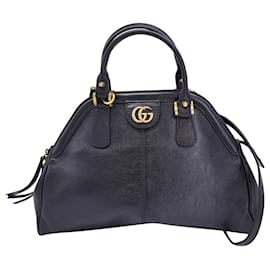 Gucci-Gucci Rebelle Medium Bag in Black Calfskin Leather-Black