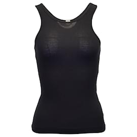 Totême-Totême Ribbed-Knit Tank Top in Black Cotton-Black