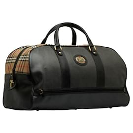 Burberry-Leather Boston Bag-Black
